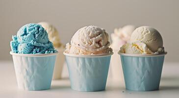 Assorted Ice Cream Cups on a Table photo
