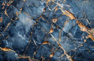 Elegant blue and gold marble texture photo