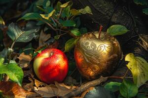 Enchanted Apples in a Mystical Forest Setting photo