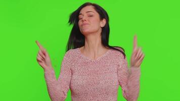 Annoyed irritated young woman covering ears, gesturing No avoiding advice ignoring noise loud voices video