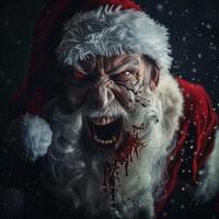 Terrifying Zombie Santa Claus in a Snowstorm photo