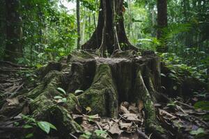 Mossy Tree Stump in a Lush Forest photo