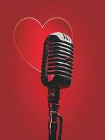 Love for Music Concept with Microphone and Heart photo