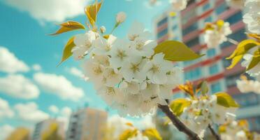 Spring Blossoms in Urban Setting photo