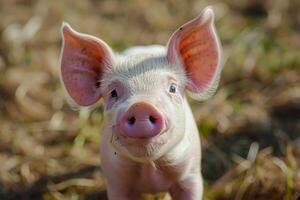 Curious Piglet in a Field photo
