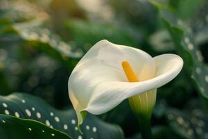 Elegant calla lily in a serene garden setting photo