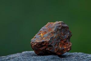 Close up of a Rusty Iron Ore on a Smooth Surface photo