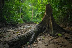 Mystical Forest Stream with Ancient Tree Roots photo