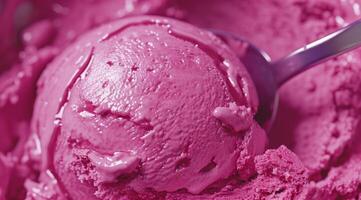 Close up of a scoop of raspberry ice cream photo