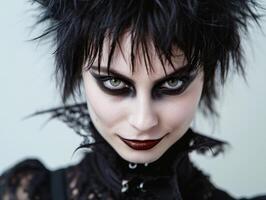 Gothic style portrait of a person with dramatic makeup photo