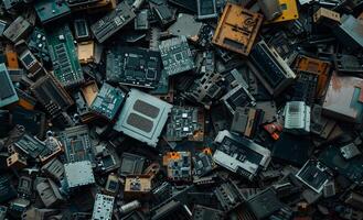 Pile of Electronic Waste and Computer Parts photo
