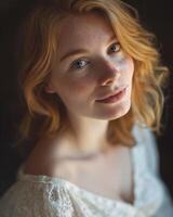 Portrait of a Young Woman with Red Hair photo