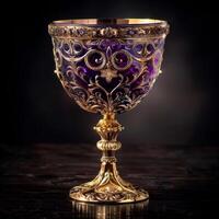 Elegant Decorative Chalice on Dark Background photo