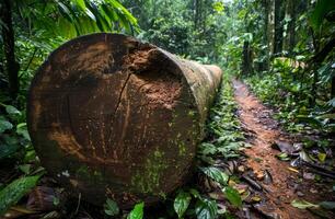 Fallen Tree Blocking a Forest Path photo