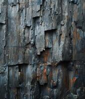 Rugged cliff face with textured rock layers photo