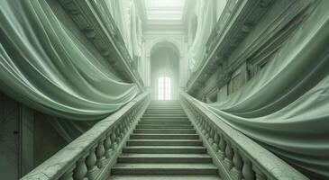 Elegant staircase in a grand neoclassical building photo