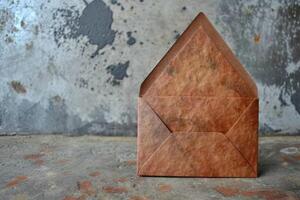 Vintage envelope on a rustic background photo