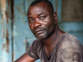 Portrait of a thoughtful man with a subtle smile photo