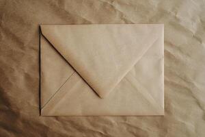 Vintage envelope on textured paper background photo