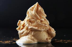 Close up of a melting soft serve ice cream cone photo
