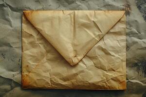 Vintage paper envelope on a textured background photo