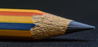 Close up of a Sharpened Pencil on a Dark Background photo