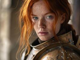 Portrait of a Woman in Medieval Armor photo