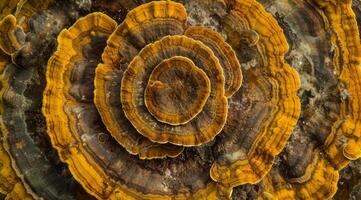 Close up of Vibrant Mushroom Growth on Tree Bark photo