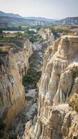 Scenic view of eroded rock formations in a desert landscape photo