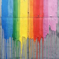Colorful paint dripping on a wall creating a vibrant background photo