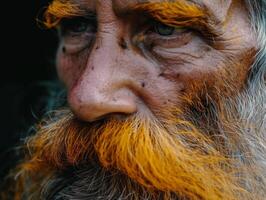 Close up portrait of a man with a colorful beard photo