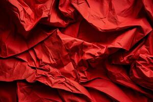 Abstract red crumpled paper texture background photo