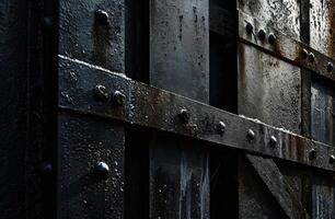 Close up of textured metal surface with rivets photo