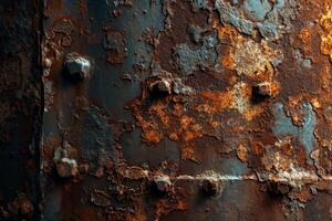Close up of Rusty Metal Texture with Bolts photo