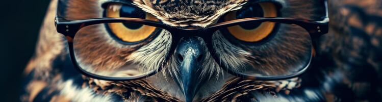 Intelligent Owl Wearing Glasses photo