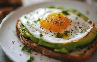 Healthy Avocado Toast with a Sunny Side Up Egg photo