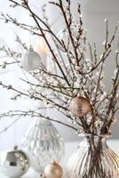 Elegant Christmas Decoration with Baubles on Twigs photo