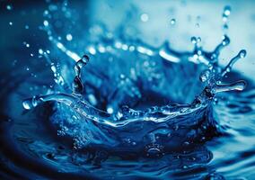 Dynamic Water Splash on Blue Background photo