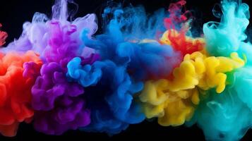 Vibrant Colored Smoke on Black Background photo