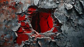 Abstract red and black textured background with a hole photo