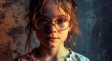 Portrait of a Young Girl with Glasses photo