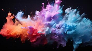 Explosion of Colorful Powder on Black Background photo
