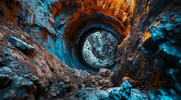 Vibrant and Mysterious Cave Passage photo