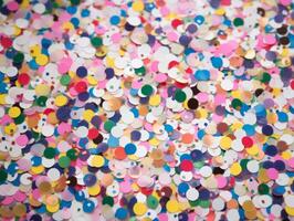 Colorful confetti scattered on a surface photo