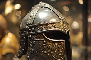 Close up of an Ornate Medieval Helmet photo