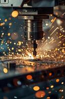 Industrial Machinery at Work with Sparks Flying photo