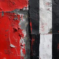 Abstract grunge texture of peeling red and black paint on a wall photo