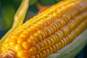 Close up of Fresh Dewy Corn Cob photo