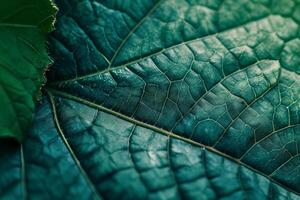 Close up of a Green Leaf Vein Texture photo