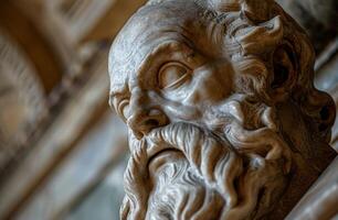 Close up of an Ancient Sculptures Face photo